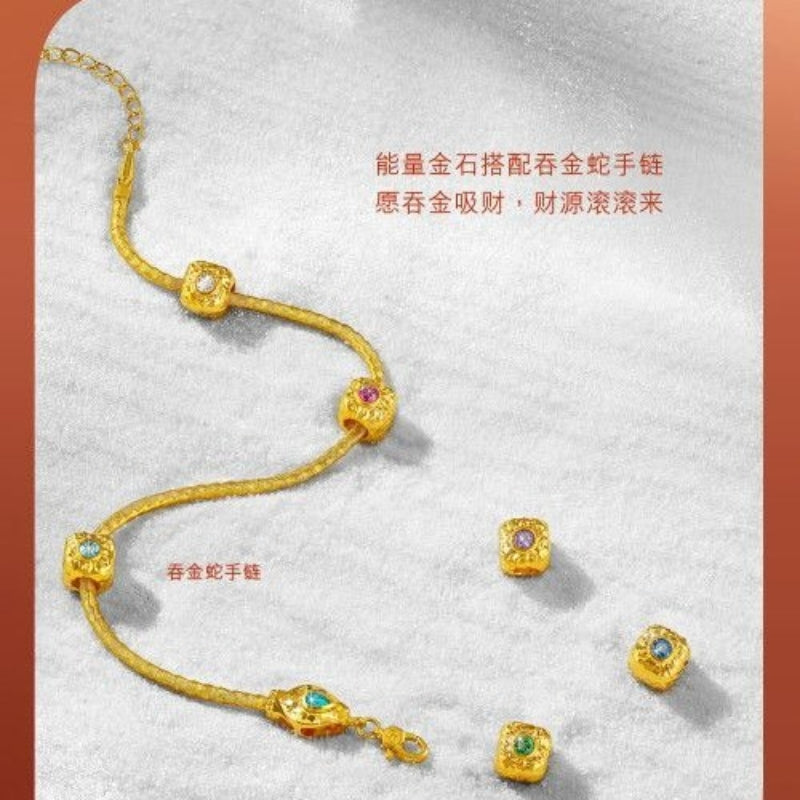 Aurakin Jewelry Energy Crystal Bead - Full Gold Stone/Color Treasure Transfer Bead Single GJA0025DS - AuraKin