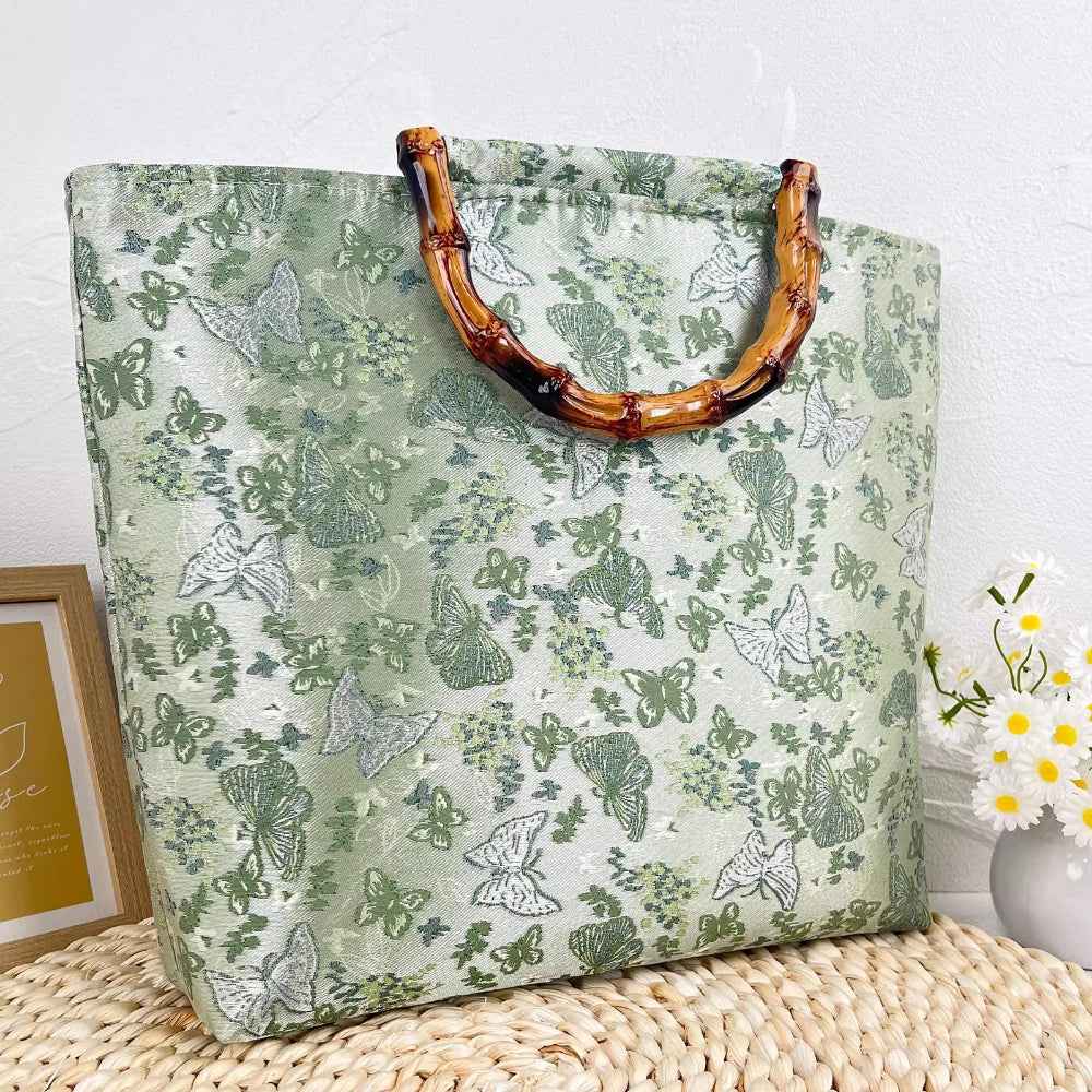 Original Design New Chinese Temperament Bamboo Retro Large Capacity National Style Classical Cheongsam style Tote bag