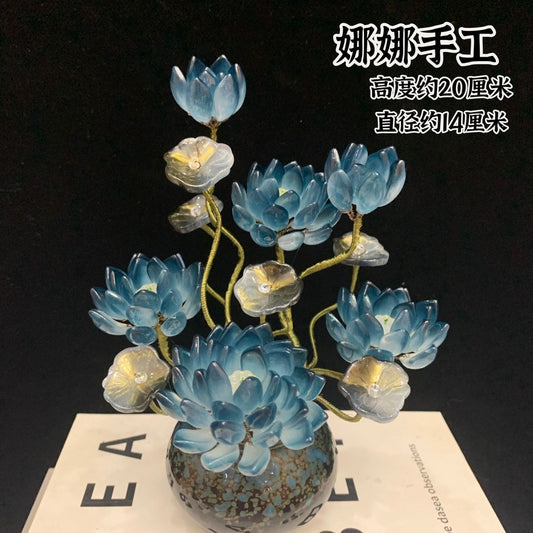 Original Story Handmade Glazed Flower Ornament (New Product) Exquisite Simulation Lotus - Suitable for Opening and House Moving to Buddha Lucky Gallery
