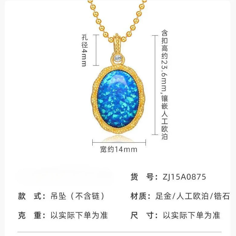 Aurakin Jewelry Blue Danube Pendant with Zircon and Artificial Opal for Girlfriend Gift green - AuraKin