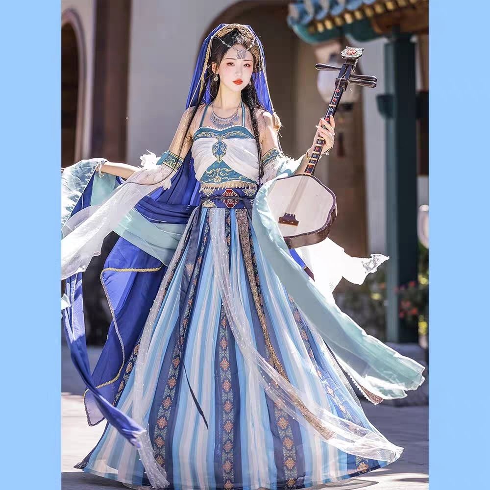 New Dunhuang style exotic Hanfu Tianzhu princess dance Western Regions goddess element improvement ancient clothing full set of travel photography middle - AuraKin