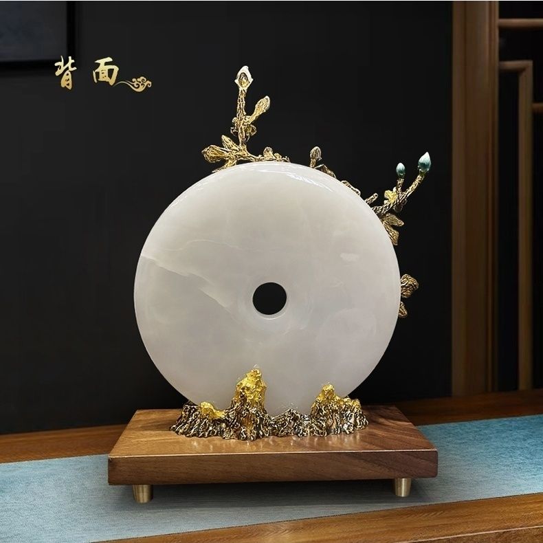 New Chinese enamel color jade safety buckle ornament high-end living room wine cabinet entrance handicrafts opening housewarming gift Lucky Gallery