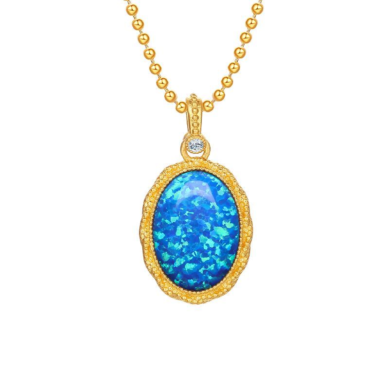 Aurakin Jewelry Blue Danube Pendant with Zircon and Artificial Opal for Girlfriend Gift green - AuraKin