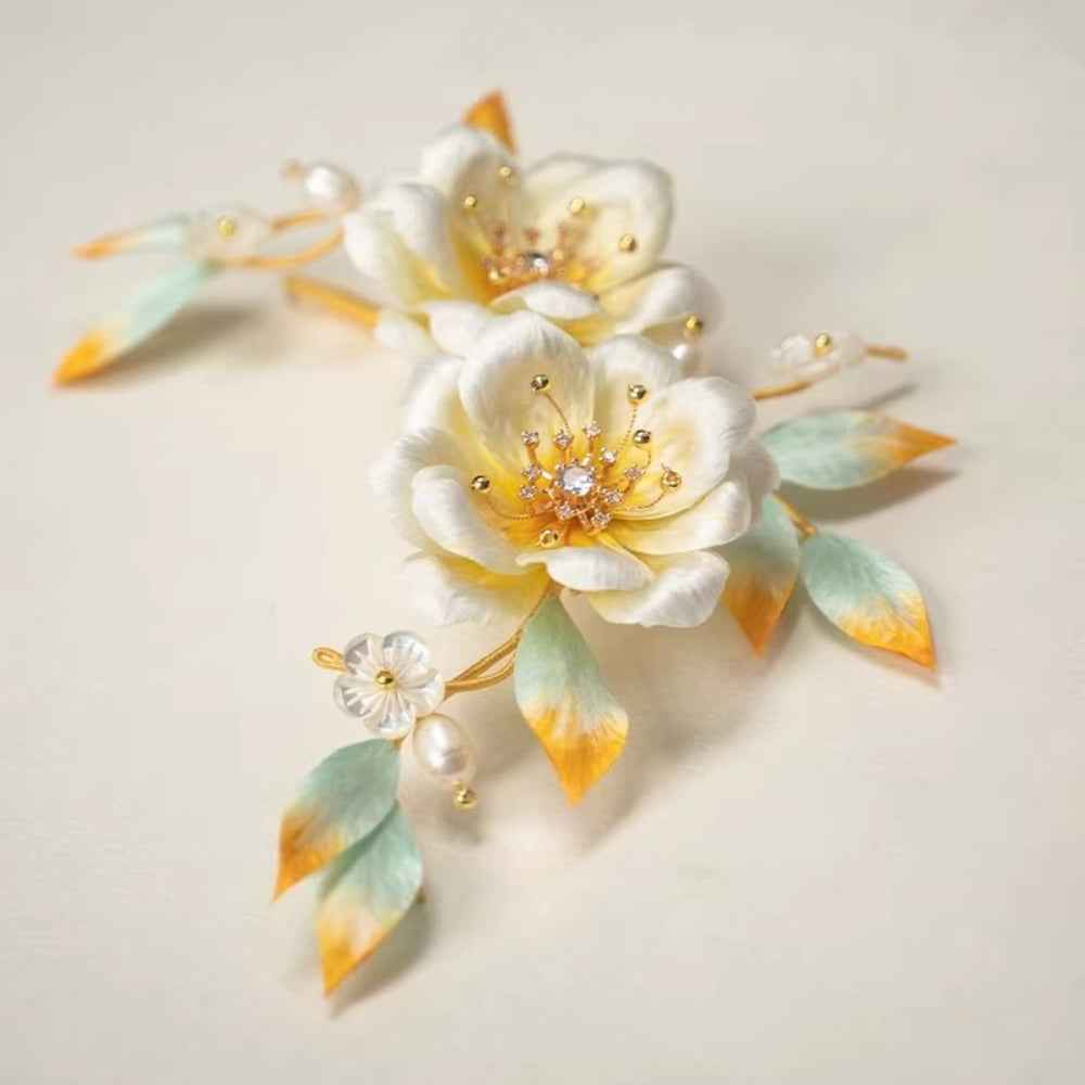 Intangible Cultural Heritage Edelweiss Hairpin Haircomb Tuanhua Hanfu Accessories Hairpin Traditional Silk Production