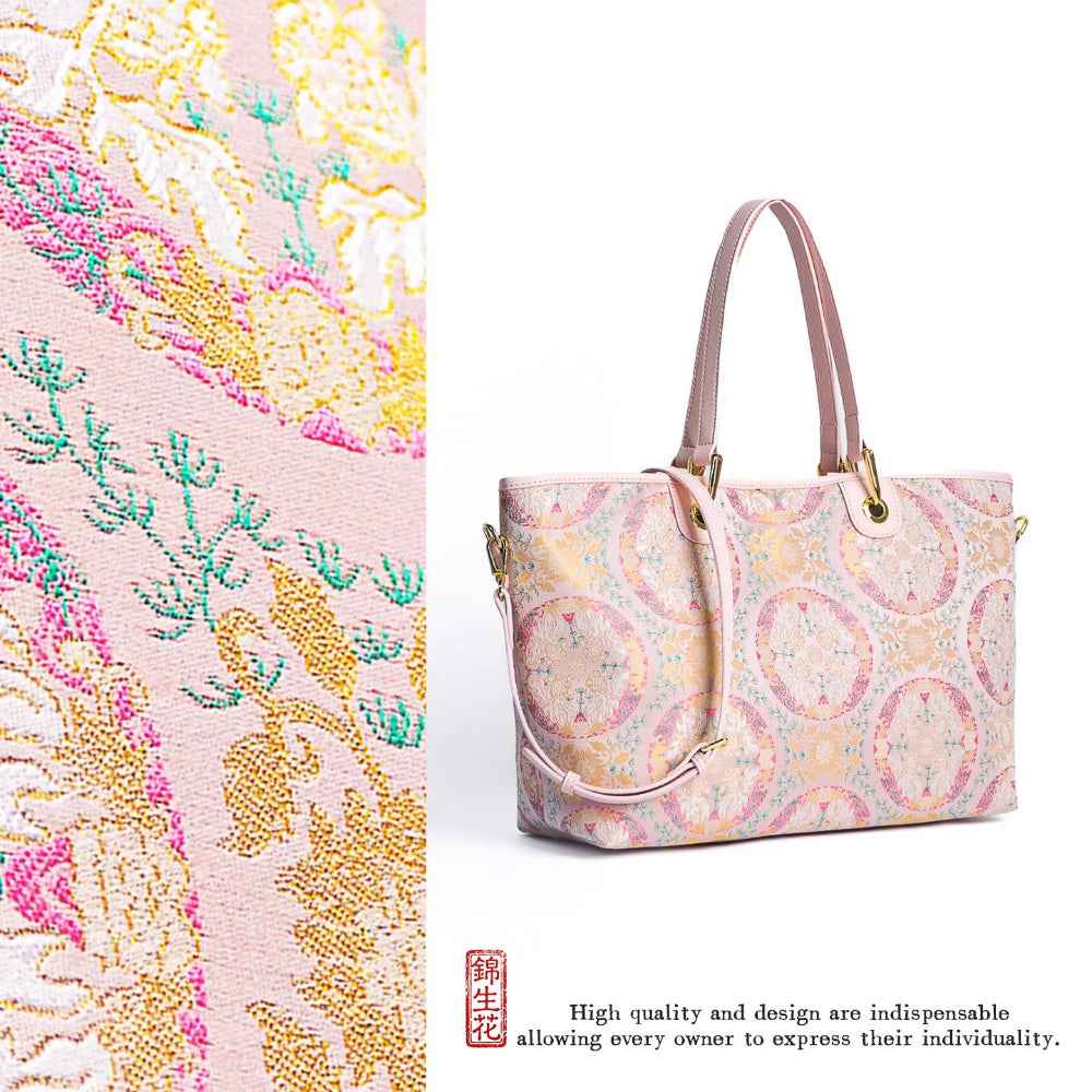 Jinsheng Flower Intangible Cultural Heritage Song Jinbao Mulberry Silk Shu Jinbao New Chinese style high-end cowhide portable tote bag