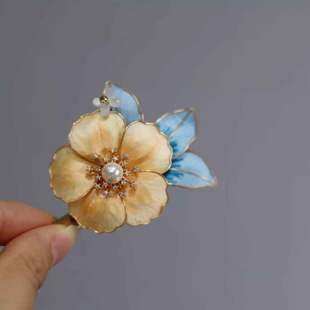 Intangible Cultural Heritage Handmade Edelweiss Hairpin Silk Thread New Chinese Collar Clip National Style Hanfu Accessories Going Abroad Gift
