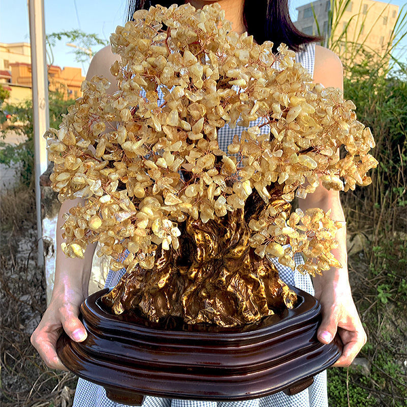 Natural crystal lucky fortune tree large cash tree store opening gifts decorations home ornaments handicrafts Lucky Gallery