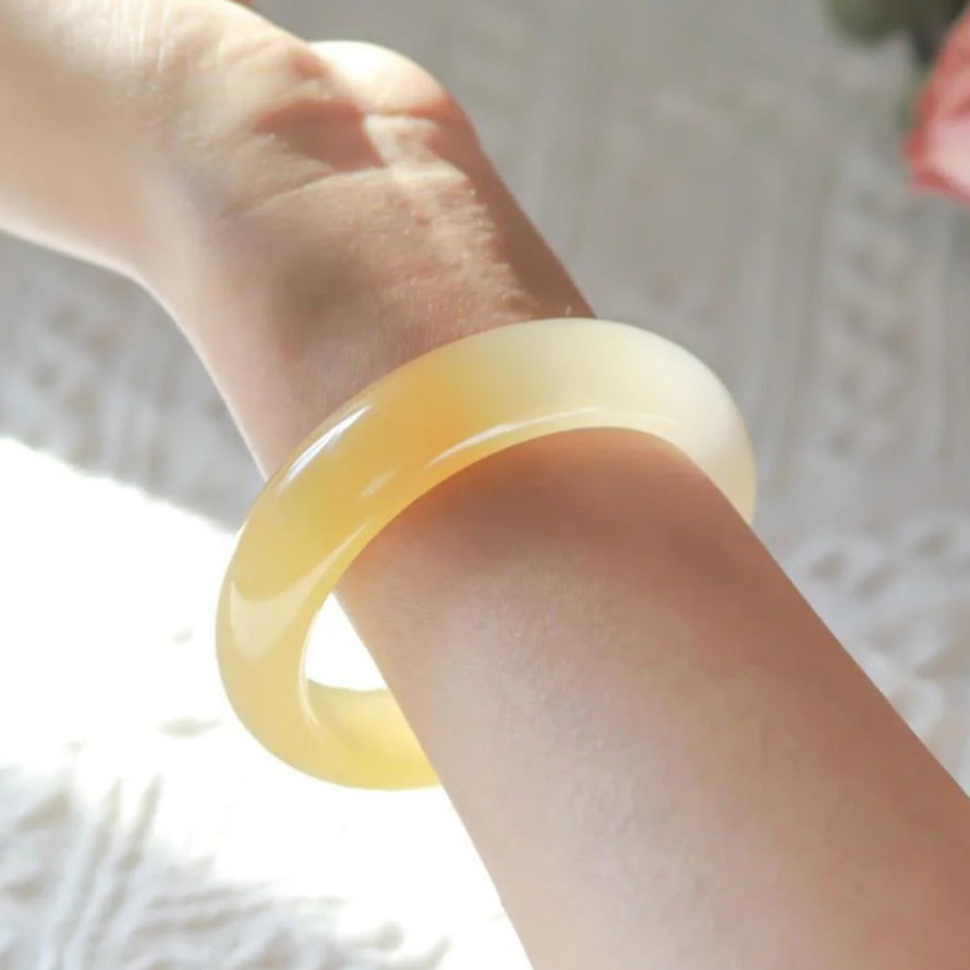 Jade Bracelet - Natural Yellow Jade Bracelet for Women with Topaz and Huanglongyu - AuraKin