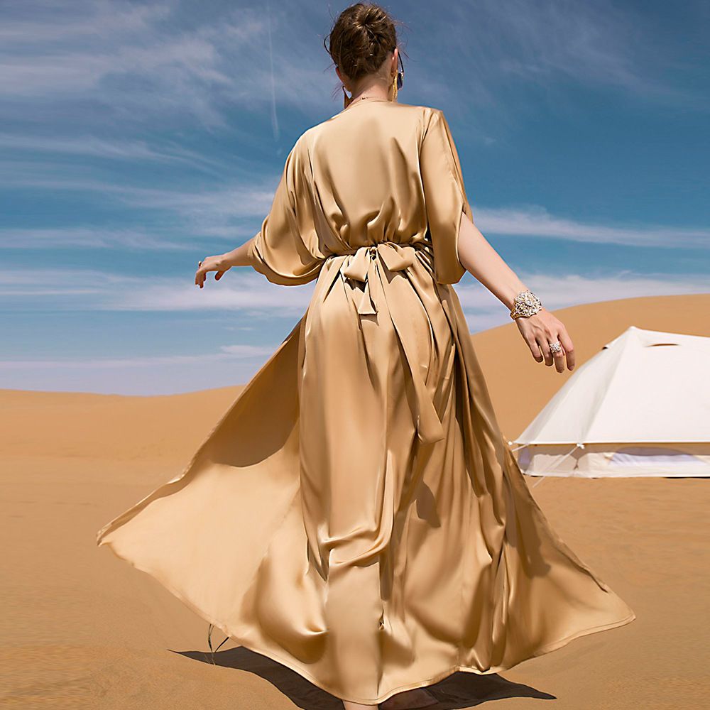 Middle East Turkey Dubai Women's Cover Meat Sequins Saudi Arabia Skirt Two-piece Handmade Printed Robe - AuraKin