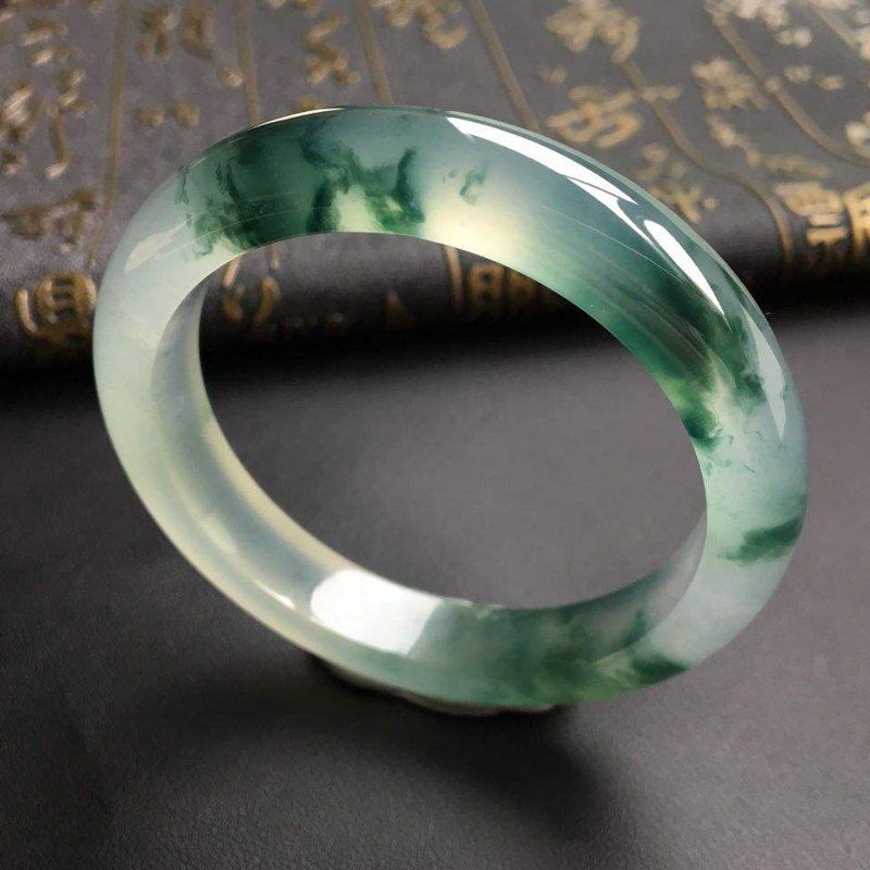 Natural Myanmar jadeite A product semi-bright material ice bracelet brand custom jade bracelet live broadcast genuine A product with certificate - AuraKin
