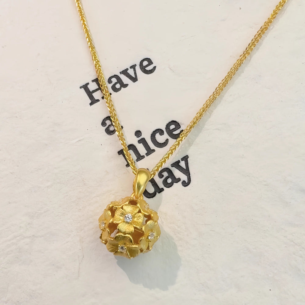 AuraKin Silver Hydrangea Necklace