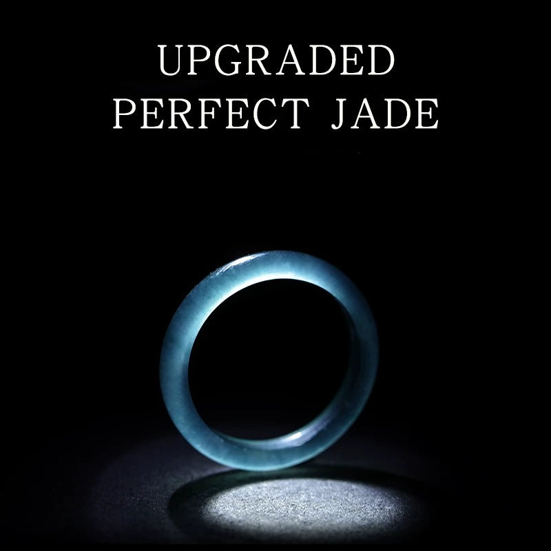 Natural blue water jadeite ring, women's ice seed vegetarian ring, ring, men's jade plain tail ring, small finger, high ice and high transparency.