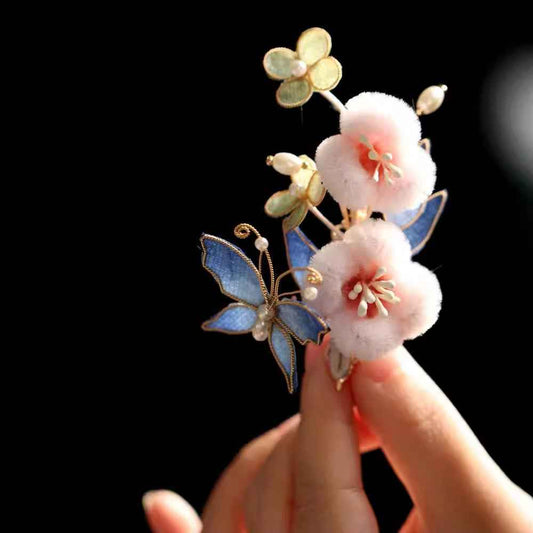 AuraKin Butterfly Edelweiss Hairpin - AuraKin Gift