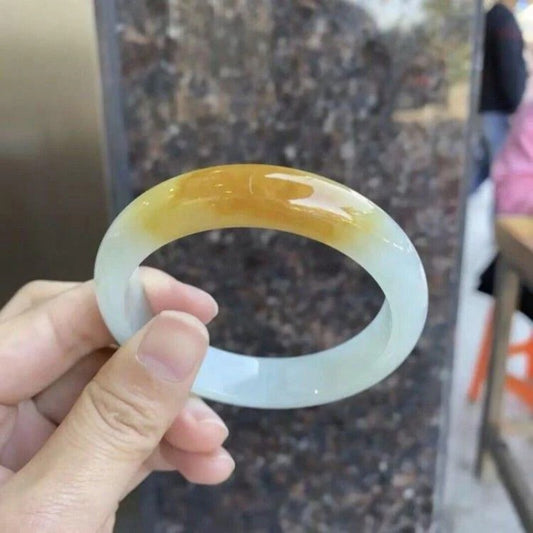Huang Fei Jadeite Bracelet - High-Grade Myanmar Semi-Yellow Concubine Jadeite Ice Seed Bracelet for Women - AuraKin