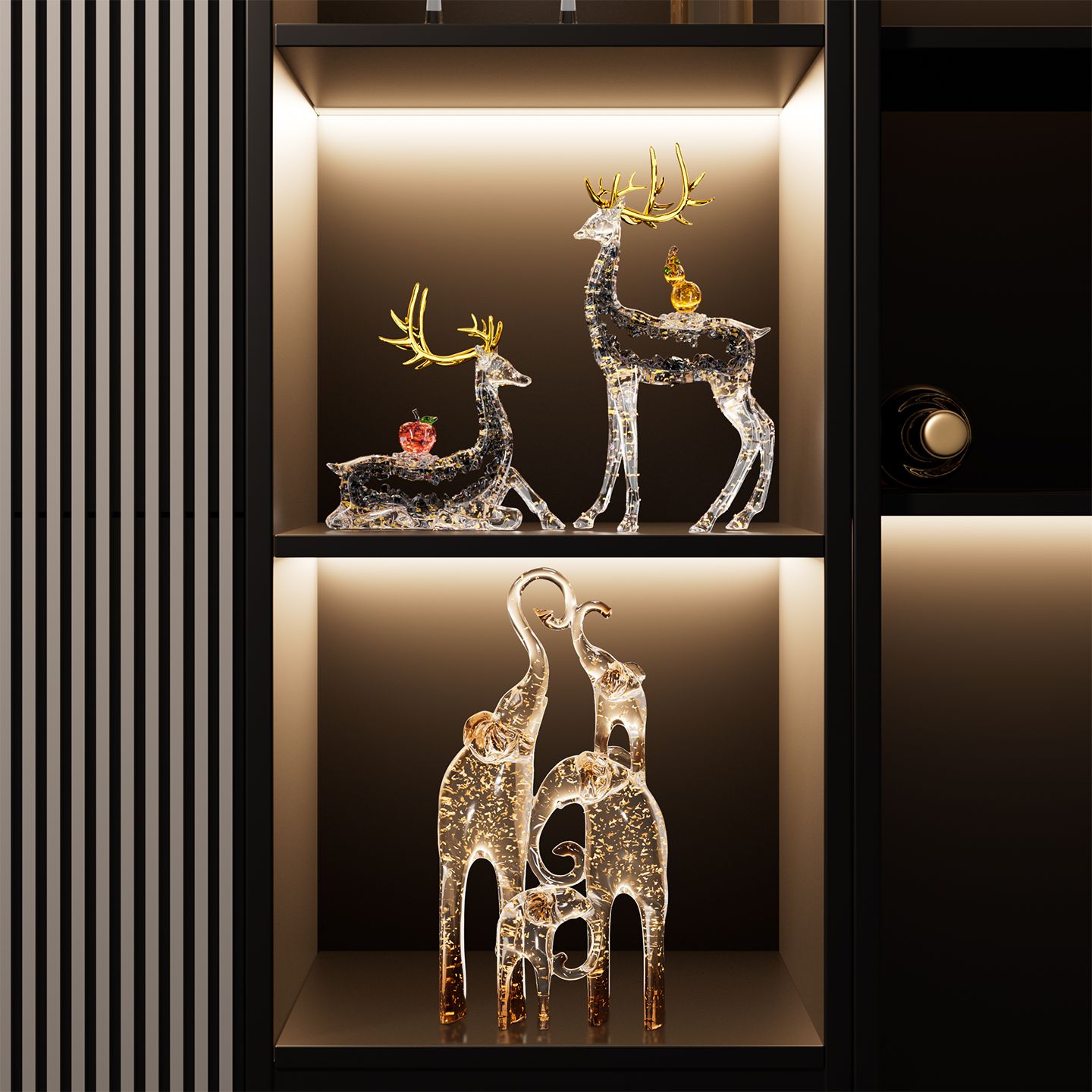 Deer ornament A pair of light luxury high-end living room lucky entrance TV cabinet wine cabinet decoration moving house new home gifts Lucky Gallery
