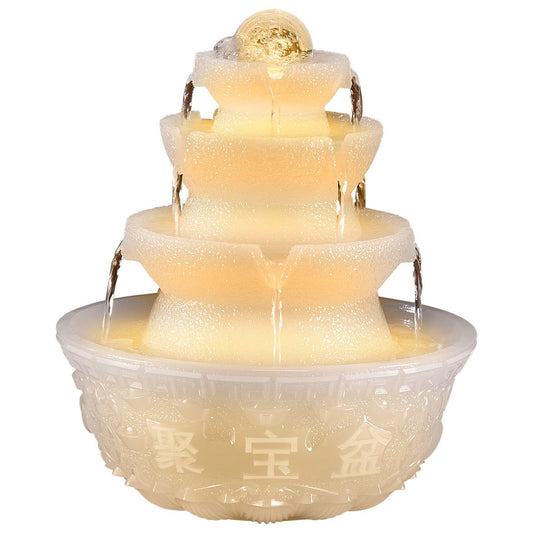 Bafanglai Cai Flowing Water Ornament Living Room Feng Shui Wheel Circulating Water Small Fountain Light Luxury Jade Ornament Opening Gift Lucky Gallery