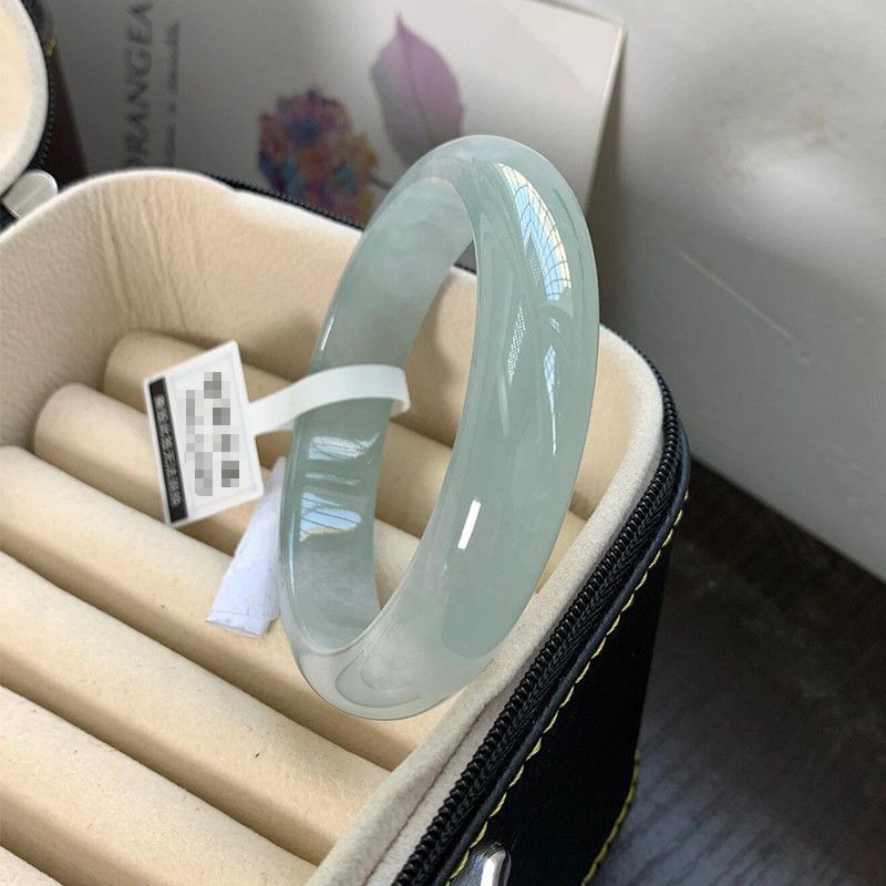 Aurakin Cui Yingchun Water High-end Myanmar Jadeite Bracelet Light Green Floating Flower Ice Seed - AuraKin