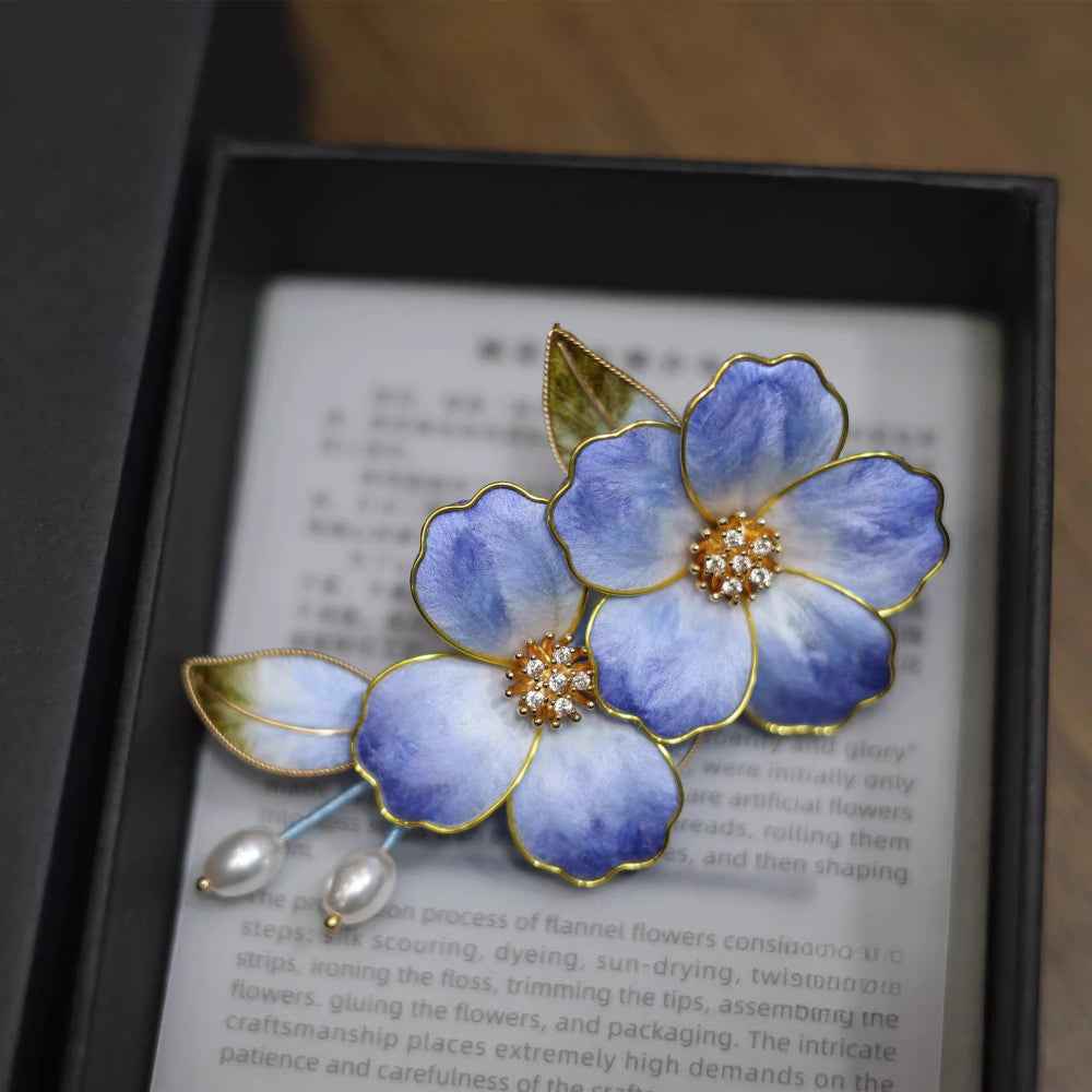 Intangible Cultural Heritage Handmade Edelweiss Hairpin Silk Thread New Chinese Collar Clip National Style Hanfu Accessories Going Abroad Gift