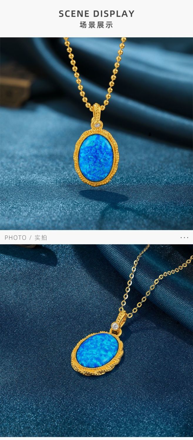 Aurakin Jewelry Blue Danube Pendant with Zircon and Artificial Opal for Girlfriend Gift green - AuraKin