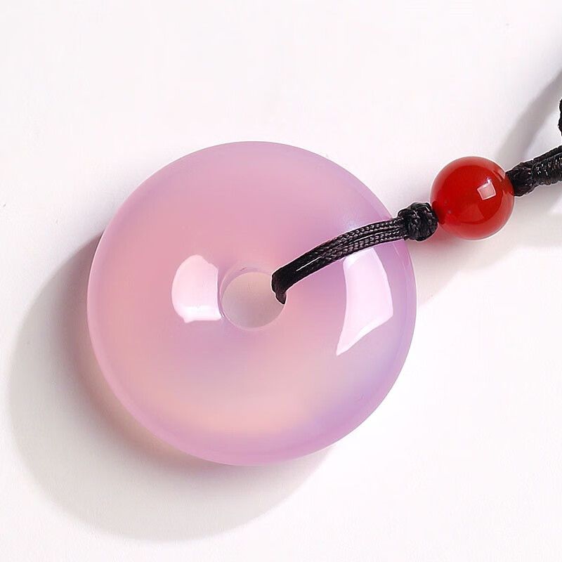 High Ice Powder Agate Safety Buckle Pink Jade Pendant Necklace for Women and Children Ages 6-12 - AuraKin