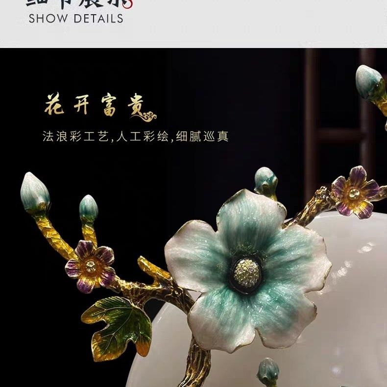 New Chinese enamel color jade safety buckle ornament high-end living room wine cabinet entrance handicrafts opening housewarming gift Lucky Gallery