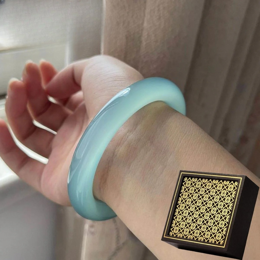 Aurakin Azure Frozen Jade Bracelet for Women - High Ice Seed White Moonlight Jewelry Gift for Sprin.g Festival & Year of the Snake Birthday - AuraKin