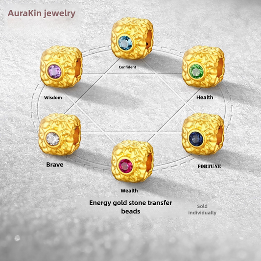 Aurakin Jewelry Energy Crystal Bead - Full Gold Stone/Color Treasure Transfer Bead Single GJA0025DS - AuraKin