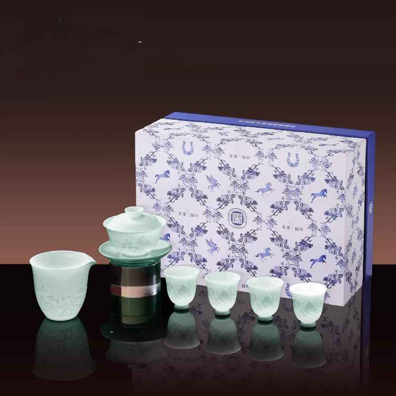 Chinese porcelain tea gift set for tea lovers with a calm Eastern aesthetic