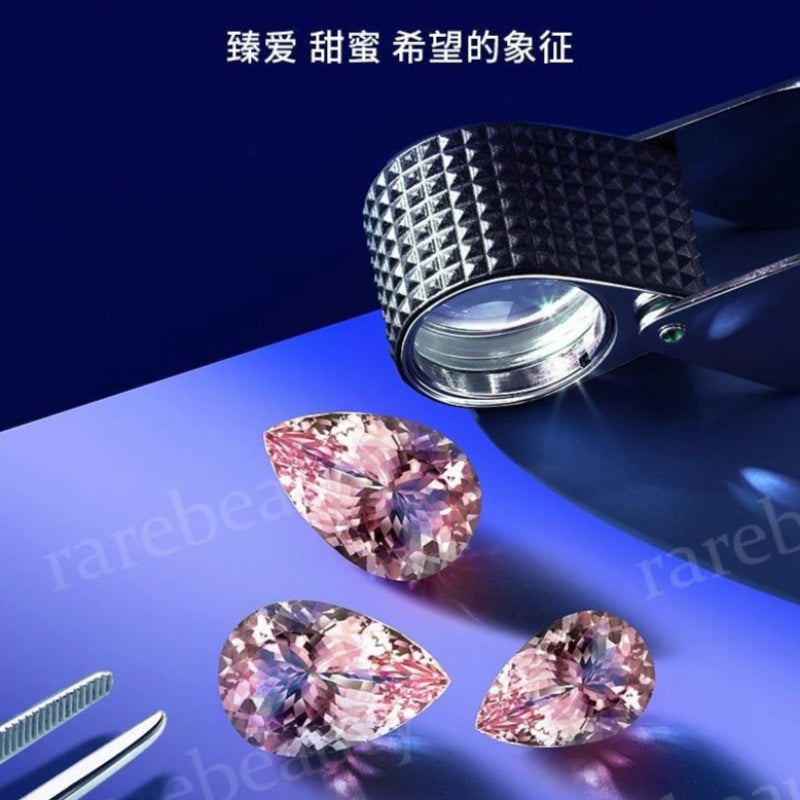 18k Rose Gold Morganite pink Necklace Cherry Blossom Pendant Birthday Gift Box for Girlfriend - AuraKin