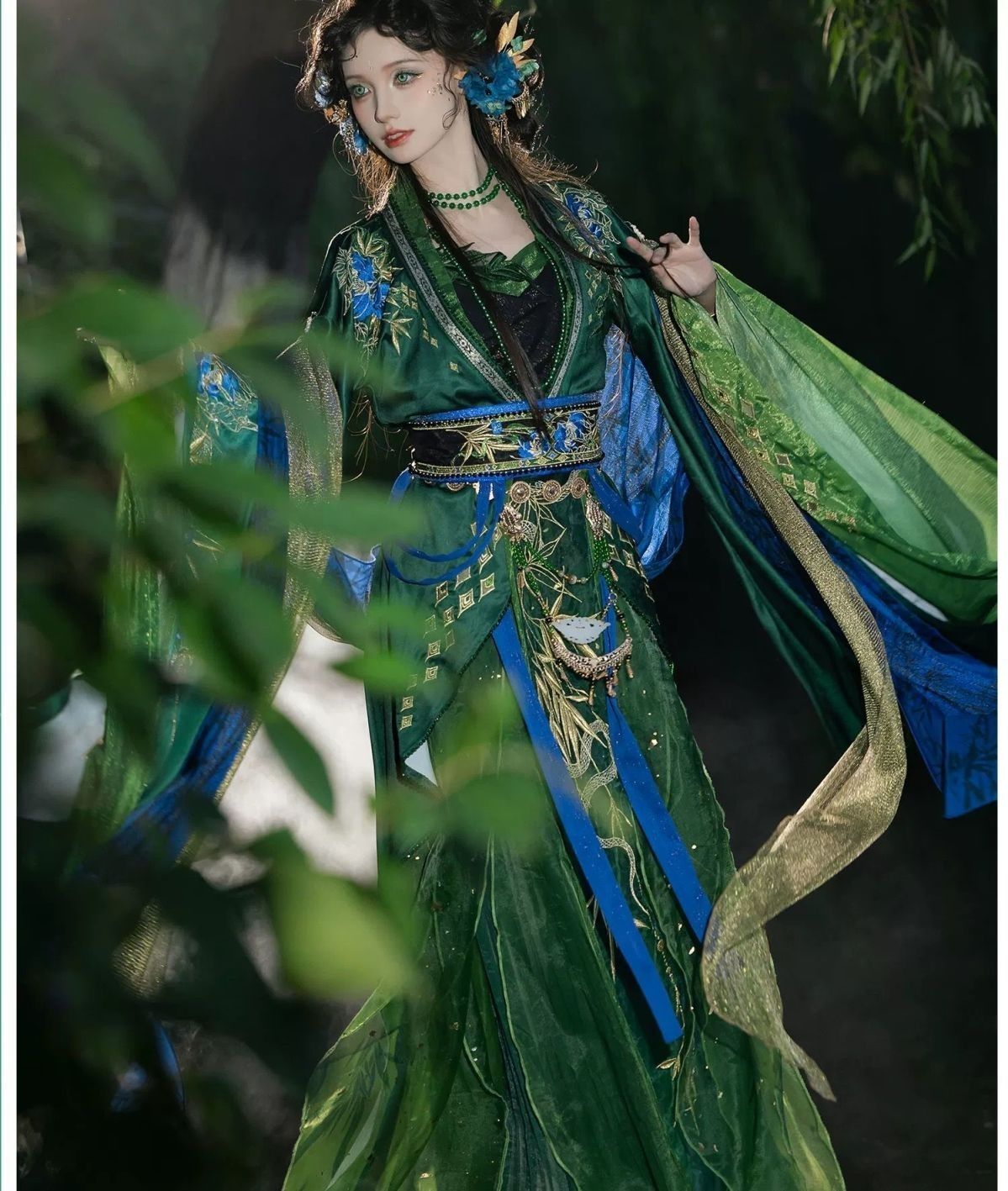 Yunma Yamazawa's original new product [Bamboo Leaf Green] Year of the Snake and Warring States Robe Han Element Green Heavy Industry Embroidery Spring middle  and Autumn [Shipped within 7 days] - AuraKin