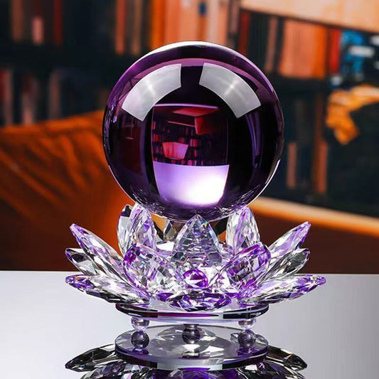 Crystal Ball Good luck can rotate lotus crystal ornament store company home entrance living room wealth decoration Lucky Gallery
