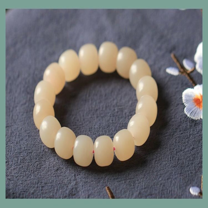 New Hetian Jade Lotus Root Bracelet - Genuine Old Pit Pink Qinghai Bead for Men and Women - AuraKin