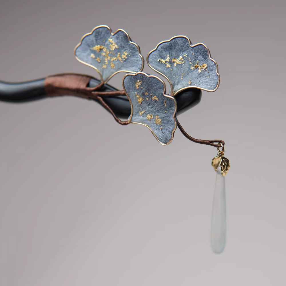 AuraKin Ginkgo Ebony Hairpin - AuraKin Gift
