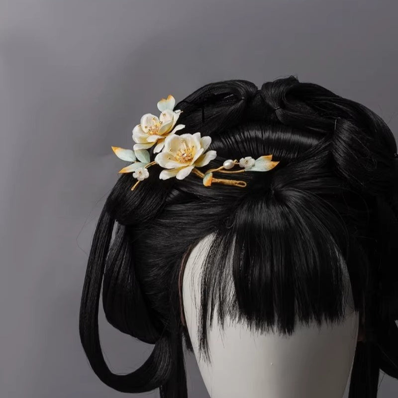 Intangible Cultural Heritage Edelweiss Hairpin Haircomb Tuanhua Hanfu Accessories Hairpin Traditional Silk Production - AuraKin