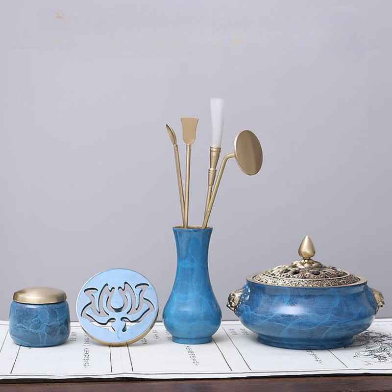 AuraKin burnt blue lotus Chinese classical incense tool set