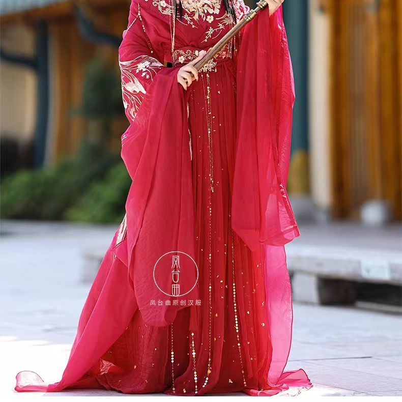 2025 New Hanfu Women's Clothing Twelve Flower God Emperor Ji Wei Jin Southern and Northern Dynasties Heavy Industry Embroidery Super Immortal Cross-collar Skirt middle - AuraKin