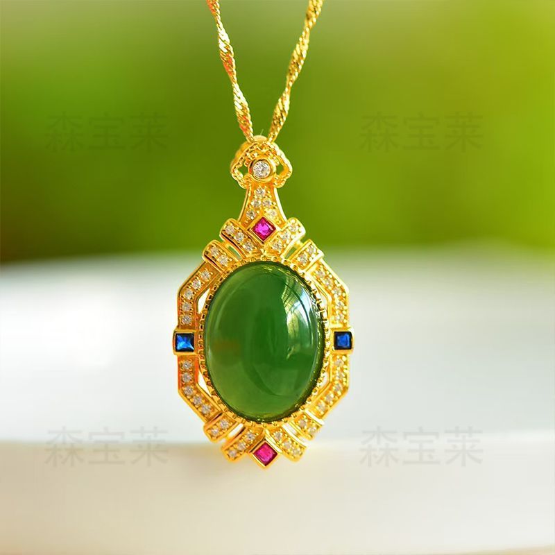 Summer new natural Hetian jasper pendant women's 925 silver luxury exquisite temperament design for girlfriend - AuraKin
