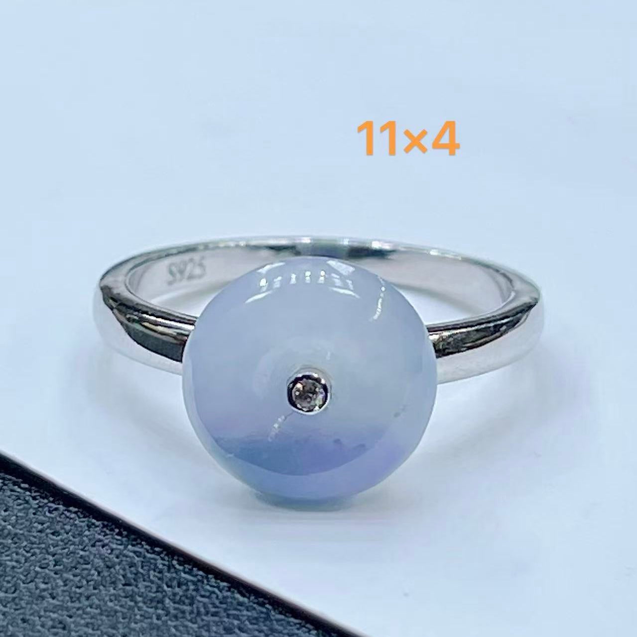 Ice Blue Safety Buckle Custom S925 silver Inlay ring adjustable size
