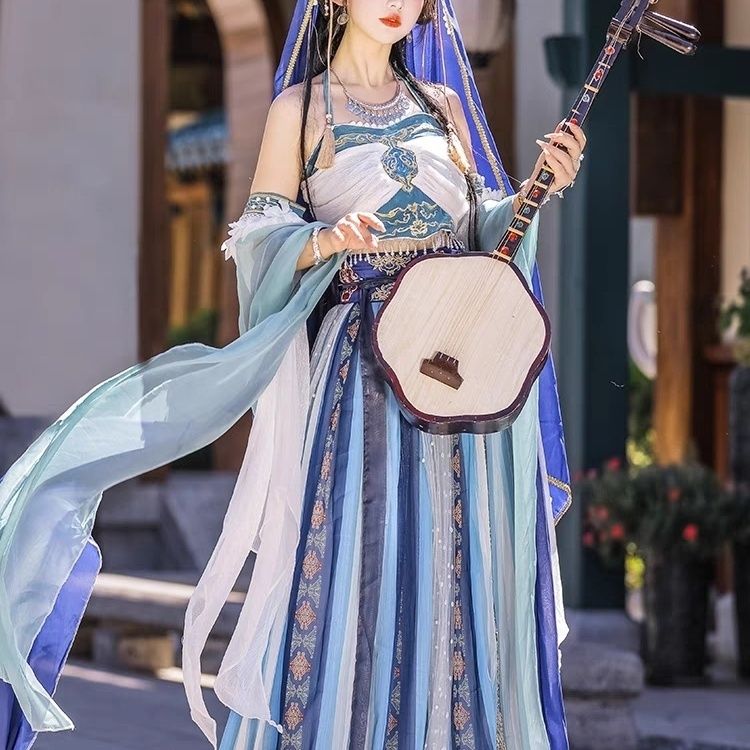 New Dunhuang style exotic Hanfu Tianzhu princess dance Western Regions goddess element improvement ancient clothing full set of travel photography middle - AuraKin