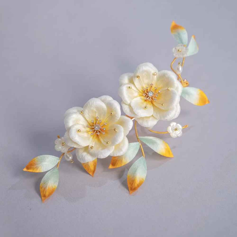 Intangible Cultural Heritage Edelweiss Hairpin Haircomb Tuanhua Hanfu Accessories Hairpin Traditional Silk Production