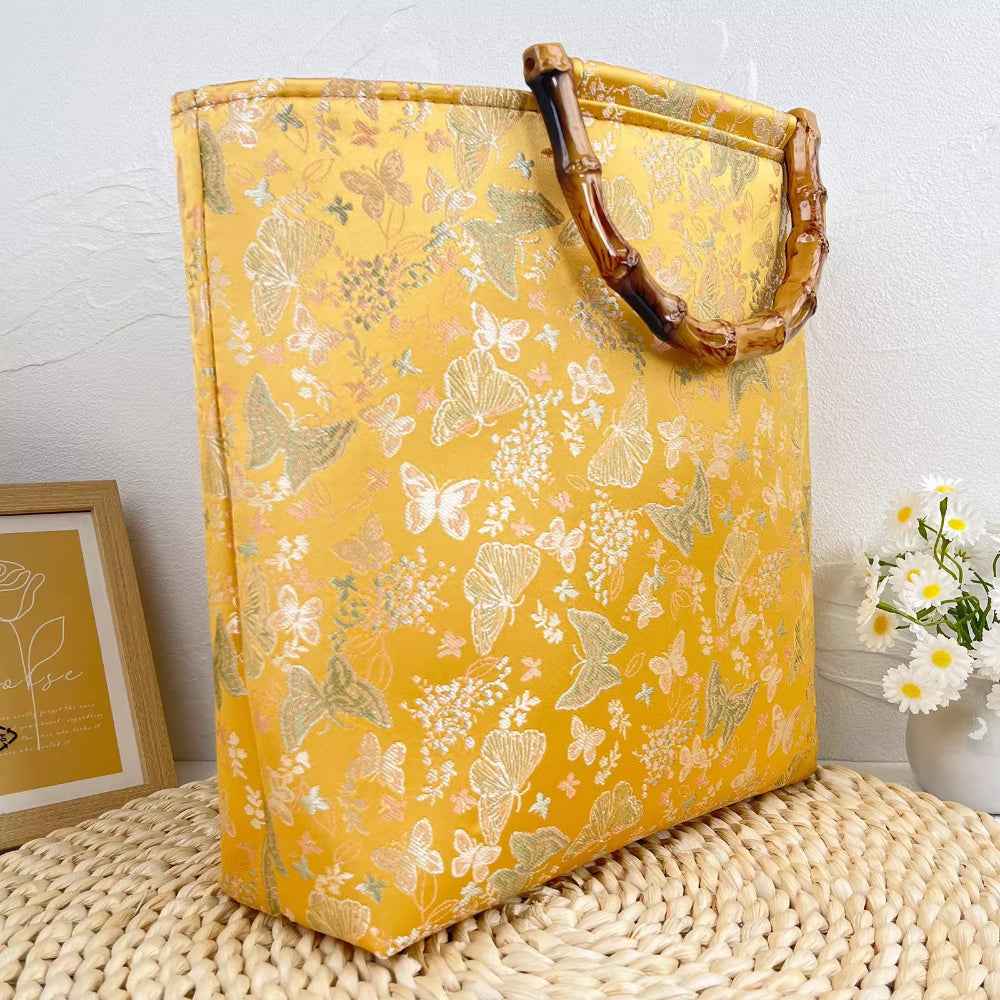 Original Design New Chinese Temperament Bamboo Retro Large Capacity National Style Classical Cheongsam style Tote bag