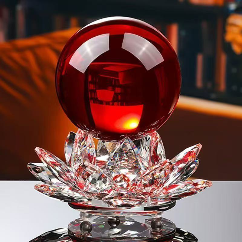 Crystal Ball Good luck can rotate lotus crystal ornament store company home entrance living room wealth decoration Lucky Gallery