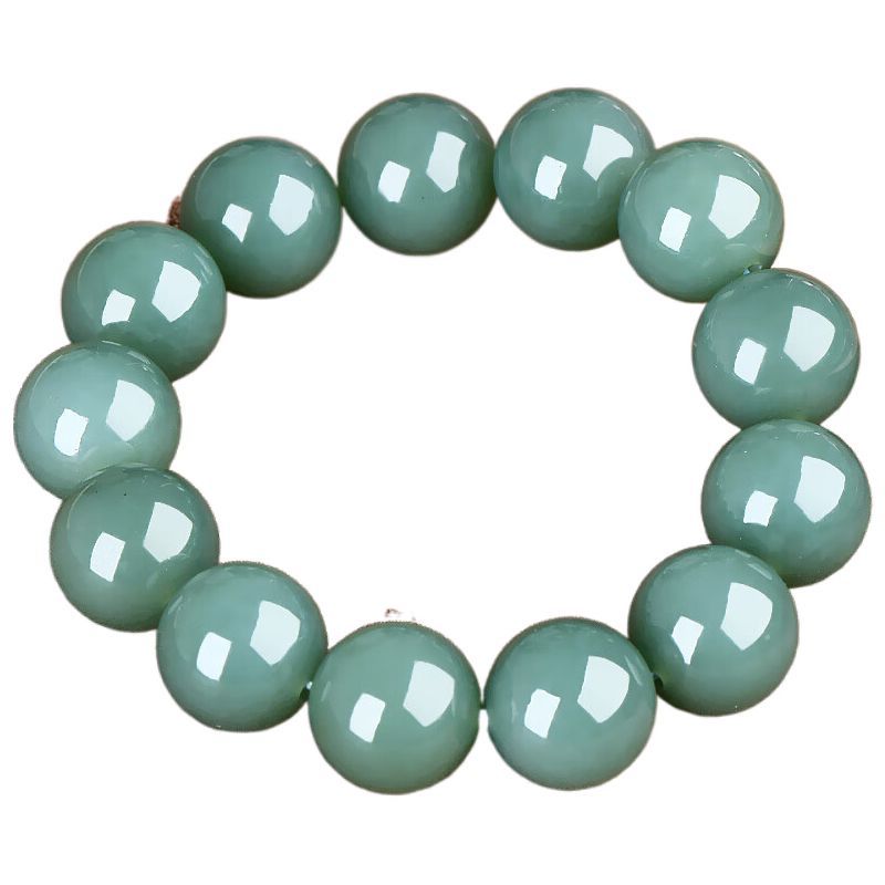Natural Hetian jade bracelet men's blue and white jade round bead bracelet natural Xinjiang jade transfer men's bracelet. - AuraKin