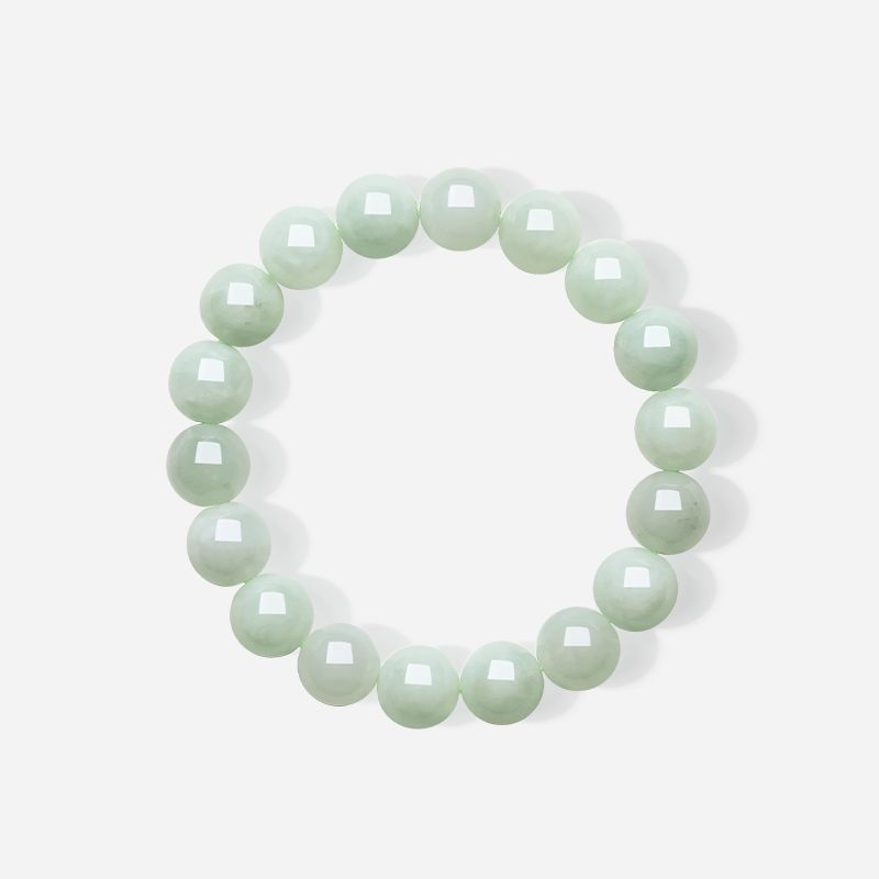 AuraKin natural jadeite bracelet, jade round bead national style bracelet, gift box for elders and mother's birthday gift. - AuraKin