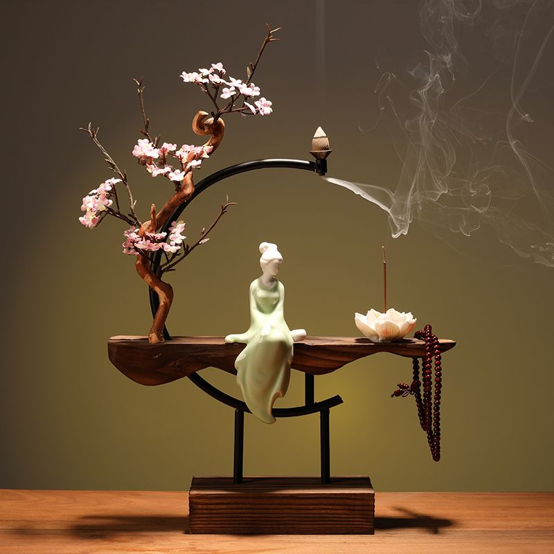 New Chinese style backflow incense burner aromatherapy creative personality Zen charm household living room entrance office home decoration Lucky Gallery