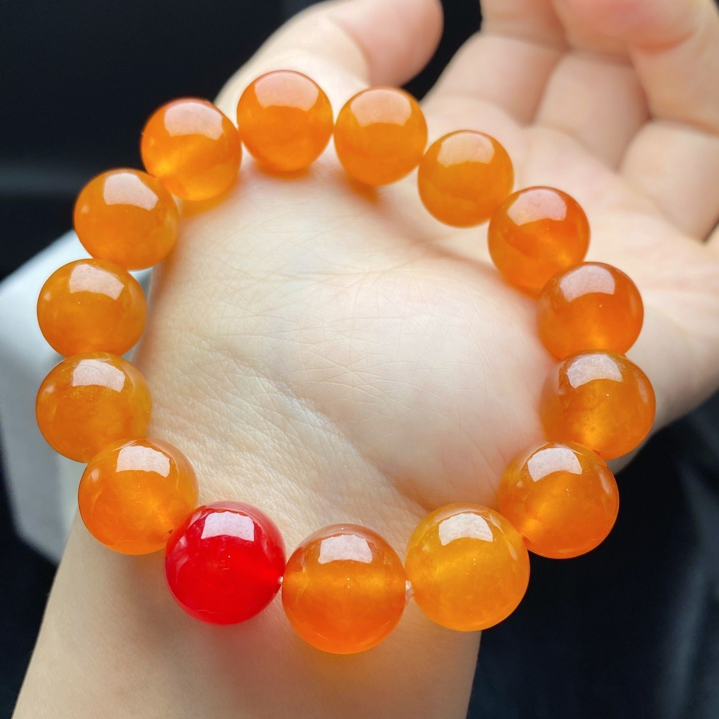 Myanmar Jadeite Bracelets - Natural Ice Yellow & Red Jade Round Beads for Men & Women with Certificates - AuraKin