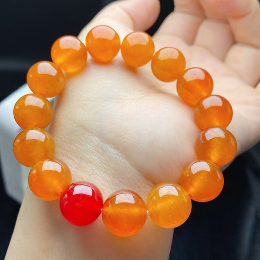 Myanmar Jadeite Bracelets - Natural Ice Yellow & Red Jade Round Beads for Men & Women with Certificates - AuraKin