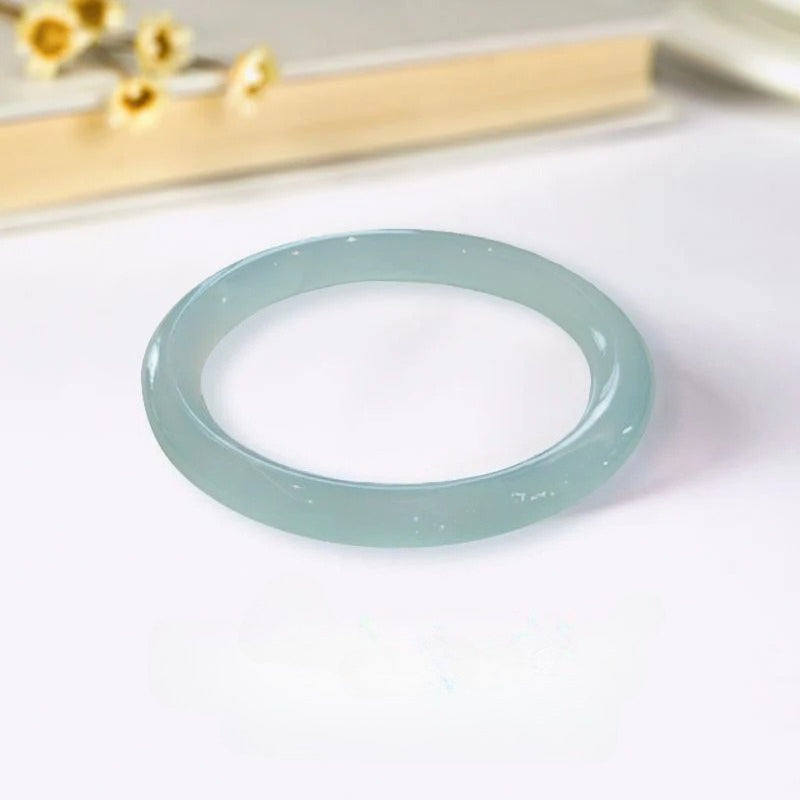 Aurakin Azure Frozen Jade Bracelet for Women - High Ice Seed White Moonlight Jewelry Gift for Sprin.g Festival & Year of the Snake Birthday - AuraKin