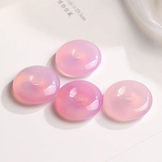 High Ice Powder Agate Safety Buckle Pink Jade Pendant Necklace for Women and Children Ages 6-12 - AuraKin