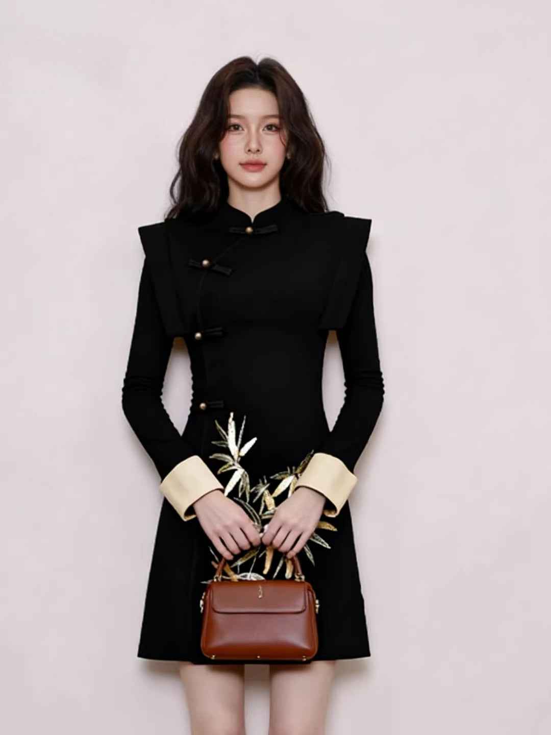 ZS quality description, Zen Buddhist women's clothing, new Chinese stand-up collar buckle dress, women's bamboo leaf improved cheongsam, wife's clothing